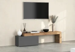 OTTO home Lowboard »Chronos TV-Board, TV-Schrank« Breite verstellbar von 180 bis 260 cm, 1 Stk. tlg. Breite 220 cm TV-Board,Lowboard,1 Klappe und ein L-Förmiger Aufsatz