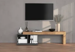 OTTO home Lowboard »Chronos TV-Board, TV-Schrank« Breite verstellbar von 180 bis 260 cm, 1 Stk. tlg. Breite 220 cm TV-Board,Lowboard,1 Klappe und ein L-Förmiger Aufsatz