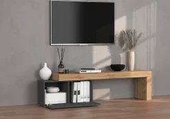OTTO home Lowboard »Chronos TV-Board, TV-Schrank« Breite verstellbar von 180 bis 260 cm, 1 Stk. tlg. Breite 220 cm TV-Board,Lowboard,1 Klappe und ein L-Förmiger Aufsatz
