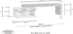 OTTO home Lowboard »Chronos TV-Board, TV-Schrank« Breite verstellbar von 180 bis 260 cm, 1 Stk. tlg. Breite 220 cm TV-Board,Lowboard,1 Klappe und ein L-Förmiger Aufsatz