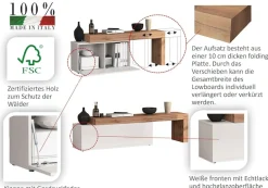 OTTO home Lowboard »Chronos TV-Board, TV-Schrank« Breite verstellbar von 180 bis 260 cm, 1 Stk. tlg. Breite 220 cm TV-Board,Lowboard,1 Klappe und ein L-Förmiger Aufsatz