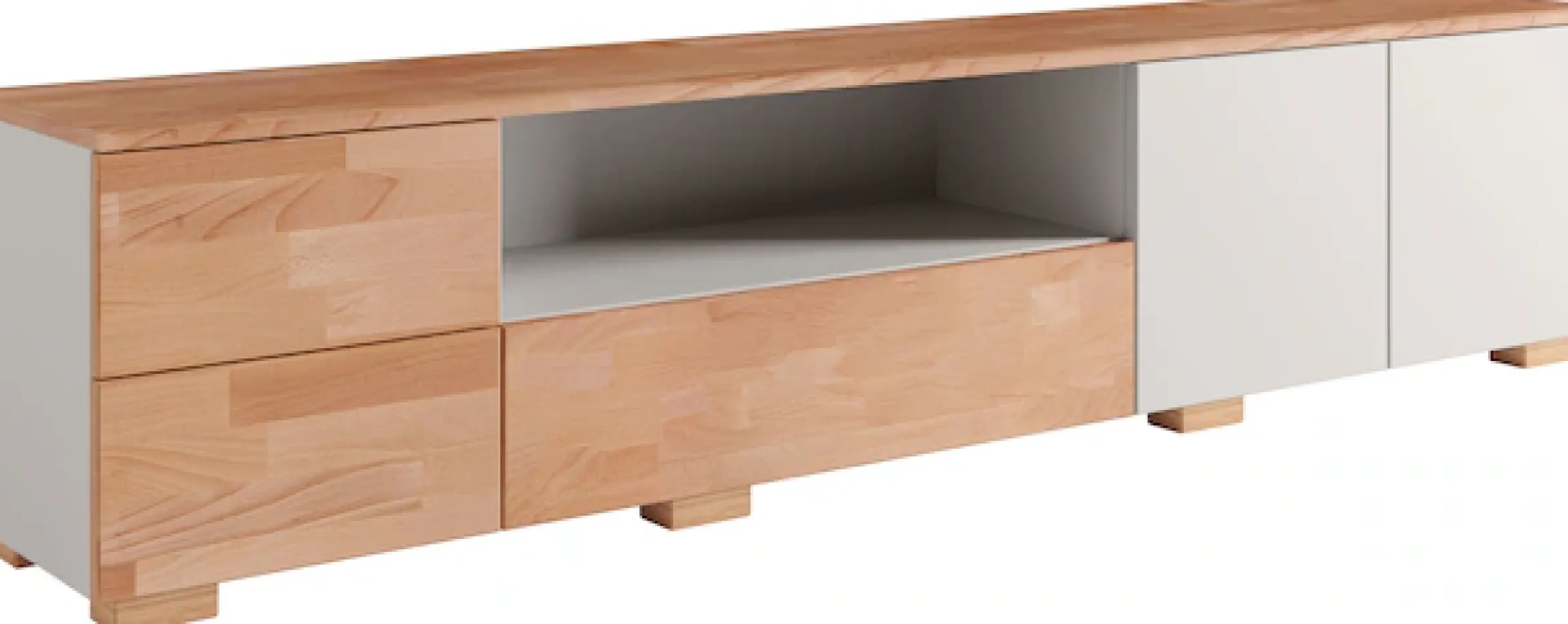 OTTO home Lowboard »Citra teilmassiv« Breite 200 cm, moderne grifflose Optik mit push to open Funktion