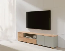 OTTO home Lowboard »Citra teilmassiv« Breite 200 cm, moderne grifflose Optik mit push to open Funktion