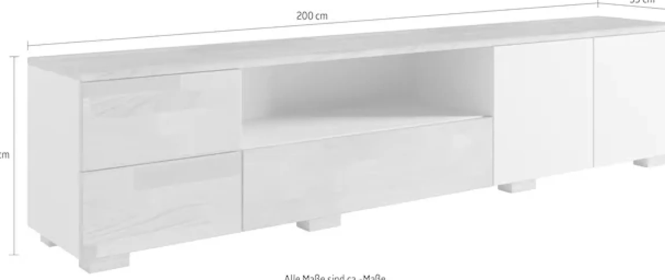 OTTO home Lowboard »Citra teilmassiv« Breite 200 cm, moderne grifflose Optik mit push to open Funktion