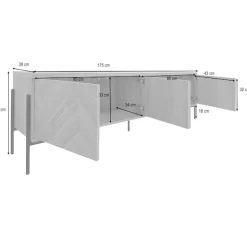 OTTO home Lowboard »Eadwine« TV-Kommode, Push-to-open, Türen mit Fischgräten Muster, Breite 175 cm