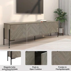 OTTO home Lowboard »Eadwine« TV-Kommode, Push-to-open, Türen mit Fischgräten Muster, Breite 175 cm