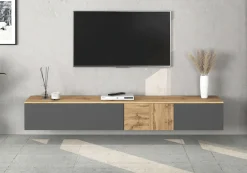 OTTO home Lowboard »ISEO, TV-Kommode,TV-Möbel,TV-Bank, 3 Fächer, Breite 200 cm« 1 Stk. tlg. stehend/hängend, 1 Klappe, 2 Türen, 3 Fächer, Breite 200 cm