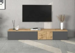 OTTO home Lowboard »ISEO, TV-Kommode,TV-Möbel,TV-Bank, 3 Fächer, Breite 200 cm« 1 Stk. tlg. stehend/hängend, 1 Klappe, 2 Türen, 3 Fächer, Breite 200 cm