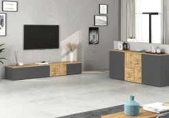 OTTO home Lowboard »ISEO, TV-Kommode,TV-Möbel,TV-Bank, 3 Fächer, Breite 200 cm« 1 Stk. tlg. stehend/hängend, 1 Klappe, 2 Türen, 3 Fächer, Breite 200 cm