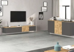 OTTO home Lowboard »ISEO, TV-Kommode,TV-Möbel,TV-Bank, 3 Fächer, Breite 200 cm« 1 Stk. tlg. stehend/hängend, 1 Klappe, 2 Türen, 3 Fächer, Breite 200 cm
