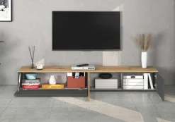 OTTO home Lowboard »ISEO, TV-Kommode,TV-Möbel,TV-Bank, 3 Fächer, Breite 200 cm« 1 Stk. tlg. stehend/hängend, 1 Klappe, 2 Türen, 3 Fächer, Breite 200 cm