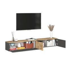 OTTO home Lowboard »ISEO, TV-Kommode,TV-Möbel,TV-Bank, 3 Fächer, Breite 200 cm« 1 Stk. tlg. stehend/hängend, 1 Klappe, 2 Türen, 3 Fächer, Breite 200 cm