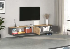 OTTO home Lowboard »ISEO, TV-Kommode,TV-Möbel,TV-Bank, 3 Fächer, Breite 200 cm« 1 Stk. tlg. stehend/hängend, 1 Klappe, 2 Türen, 3 Fächer, Breite 200 cm