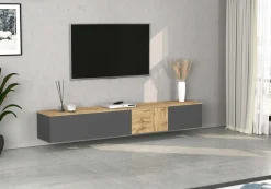 OTTO home Lowboard »ISEO, TV-Kommode,TV-Möbel,TV-Bank, 3 Fächer, Breite 200 cm« 1 Stk. tlg. stehend/hängend, 1 Klappe, 2 Türen, 3 Fächer, Breite 200 cm