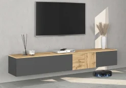OTTO home Lowboard »ISEO, TV-Kommode,TV-Möbel,TV-Bank, 3 Fächer, Breite 200 cm« 1 Stk. tlg. stehend/hängend, 1 Klappe, 2 Türen, 3 Fächer, Breite 200 cm