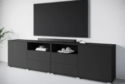 OTTO home Lowboard »Kenia, TV-Schrank, 240 cm breit, mit 2 Türen und 4 Schubladen« 1 Stk. tlg. Höhenverstellbare Einlegeböden und offene Ablagefächer