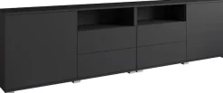 OTTO home Lowboard »Kenia, TV-Schrank, 240 cm breit, mit 2 Türen und 4 Schubladen« 1 Stk. tlg. Höhenverstellbare Einlegeböden und offene Ablagefächer
