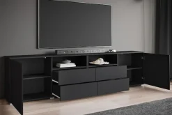 OTTO home Lowboard »Kenia, TV-Schrank, 240 cm breit, mit 2 Türen und 4 Schubladen« 1 Stk. tlg. Höhenverstellbare Einlegeböden und offene Ablagefächer