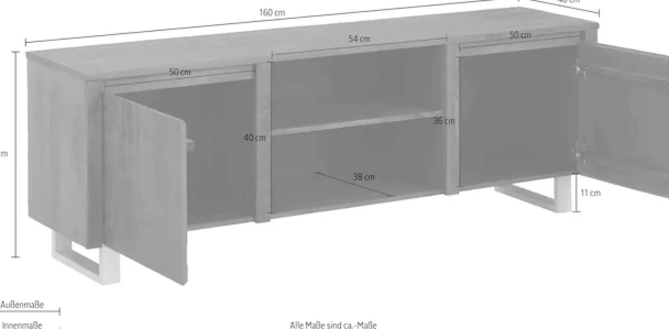 OTTO home Lowboard »Lagos« Kommode aus massivem Kiefernholz, mit weiß lackiertem Beingestell