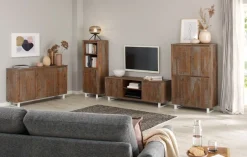 OTTO home Lowboard »Lagos« Kommode aus massivem Kiefernholz, mit weiß lackiertem Beingestell
