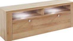 OTTO home Lowboard »Larona, zeitloses TV Board mit 1 Klappe und 2 offenen Fächern« Breite 140 cm, Fernsehbank, viel Stauraum, dekorative Rahmenoptik