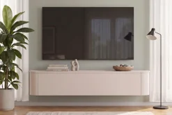 OTTO home Lowboard »Lido, 181 cm breit, 1 Klappe, TV-Schrank, TV-Kommode, Medienboard« Formgebogenes MDF, Stirnseiten Rundung, Push-to-open, hängend/stehend