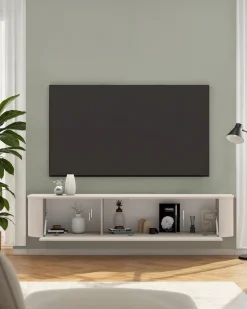 OTTO home Lowboard »Lido, 181 cm breit, 1 Klappe, TV-Schrank, TV-Kommode, Medienboard« Formgebogenes MDF, Stirnseiten Rundung, Push-to-open, hängend/stehend