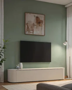 OTTO home Lowboard »Lido, 181 cm breit, 1 Klappe, TV-Schrank, TV-Kommode, Medienboard« Formgebogenes MDF, Stirnseiten Rundung, Push-to-open, hängend/stehend