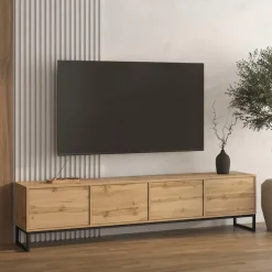 OTTO home Lowboard »Loft, Breite 208,5 cm, TV-Board mit 4 Klappen, Metallkufen« TV-Kommode mit viel Stauraum, push-to-open-Funktion