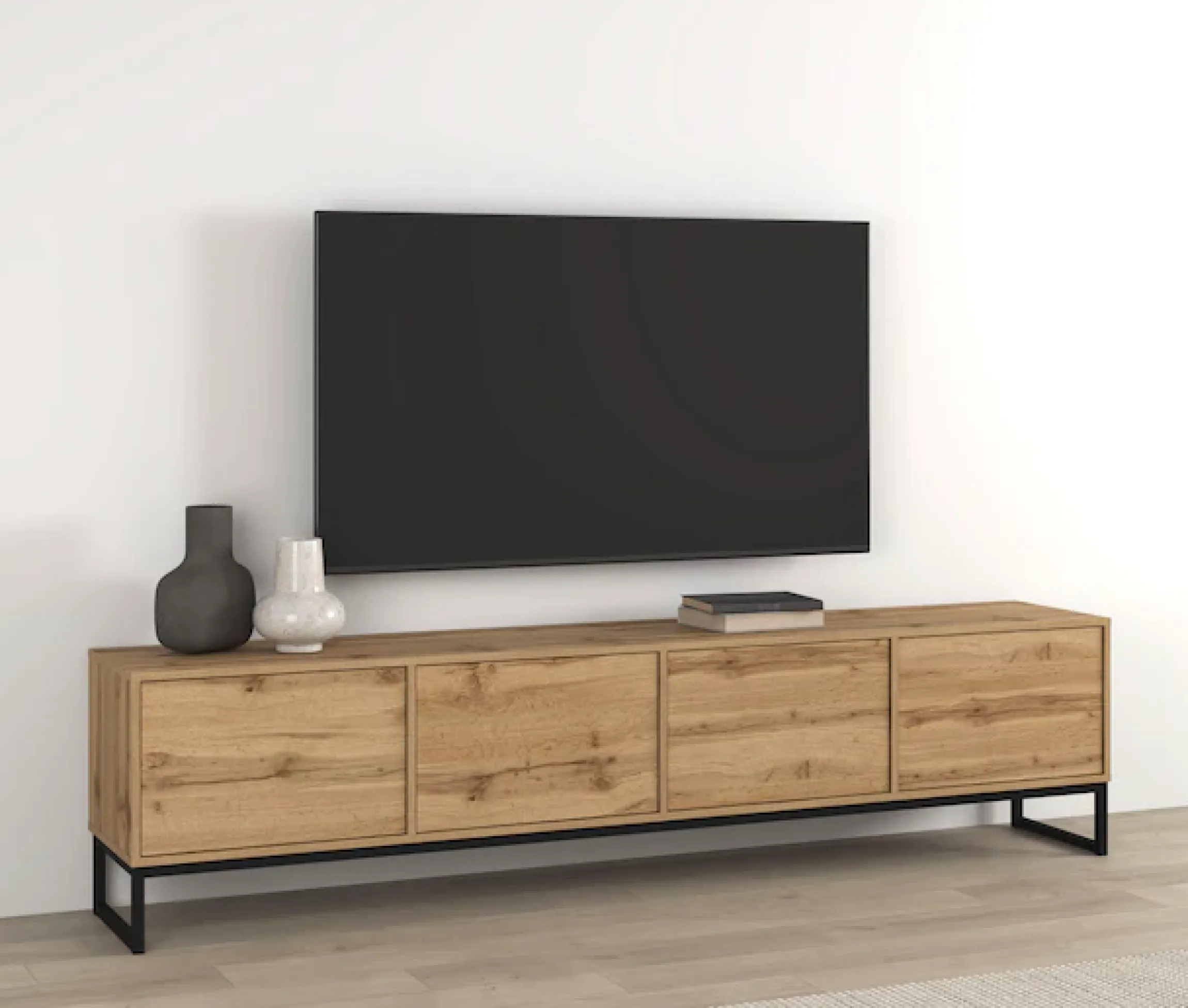 OTTO home Lowboard »Loft, Breite 208,5 cm, TV-Board mit 4 Klappen, Metallkufen« TV-Kommode mit viel Stauraum, push-to-open-Funktion