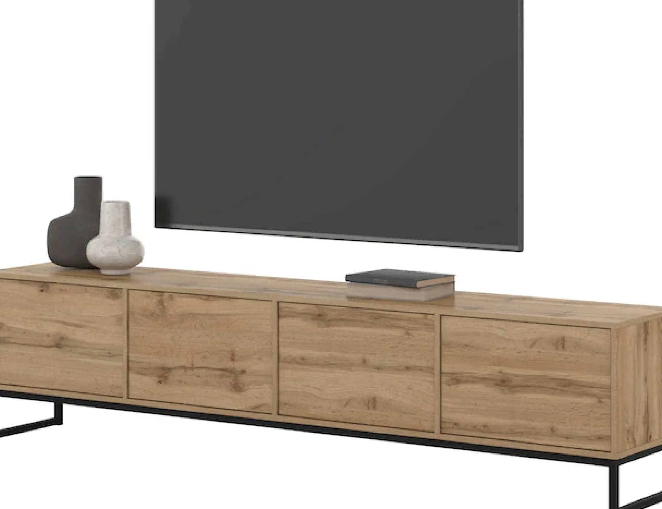 OTTO home Lowboard »Loft, Breite 208,5 cm, TV-Board mit 4 Klappen, Metallkufen« TV-Kommode mit viel Stauraum, push-to-open-Funktion