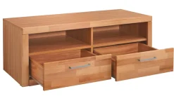 OTTO home Lowboard »Logo,130cm breit,42 cm tief, Fronten Massivholz, Kabeldurchführung« Holz massiv, Holzwerkstoff, Metall Griffe,2 Schubladen