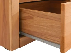 OTTO home Lowboard »Logo,130cm breit,42 cm tief, Fronten Massivholz, Kabeldurchführung« Holz massiv, Holzwerkstoff, Metall Griffe,2 Schubladen