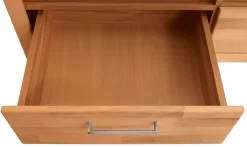OTTO home Lowboard »Logo,130cm breit,42 cm tief, Fronten Massivholz, Kabeldurchführung« Holz massiv, Holzwerkstoff, Metall Griffe,2 Schubladen
