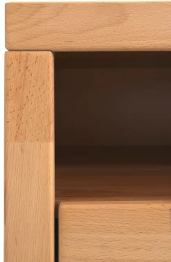 OTTO home Lowboard »Logo,130cm breit,42 cm tief, Fronten Massivholz, Kabeldurchführung« Holz massiv, Holzwerkstoff, Metall Griffe,2 Schubladen