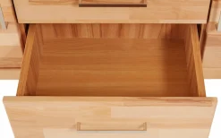 OTTO home Lowboard »Logo,130cm breit, Fronten Massivholz,5 Fächer« Holz massiv, Holzwerkstoff, Metall Griffe,2 Türen,2 Schubladen