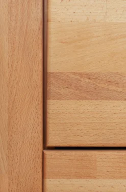 OTTO home Lowboard »Logo,200cm breit,42 cm tief, Fronten Massivholz, Kabeldurchführung« Korpus Holzwerkstoff,2 Klappen, 5 Fächer, Metallgriffe