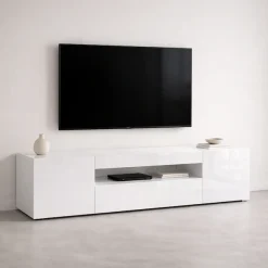 OTTO home Lowboard »LORENZO 2, TV-Board, TV-Kommode, TV-Schrank, TV-Unterschrank, TV-Möbel« Modernes lackiertes Hochglanz TV-Board, grifflos, Breite 200 cm
