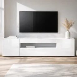 OTTO home Lowboard »LORENZO 2, TV-Board, TV-Kommode, TV-Schrank, TV-Unterschrank, TV-Möbel« Modernes lackiertes Hochglanz TV-Board, grifflos, Breite 200 cm