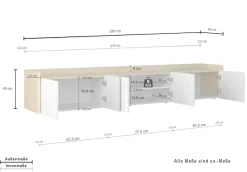 OTTO home Lowboard »Lowboard ALTEA,Lowboard,TV-Kommode,TV-Möbel,TV-Bank« 1 Stk. tlg. Mit 6 Drehtüren, 4 Innenfächer, B.220 cm