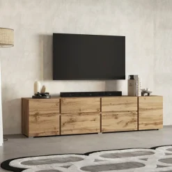 OTTO home Lowboard »Metric,Breite 195cm, grifflose Lowboard 2Klappen/2Schubkästen/2Tür« TV-Schrank mit viel Stauraum, TV-Board