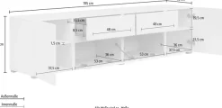 OTTO home Lowboard »Metric,Breite 195cm, grifflose Lowboard 2Klappen/2Schubkästen/2Tür« TV-Schrank mit viel Stauraum, TV-Board