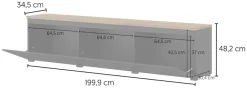 OTTO home Lowboard »Modo, Breite 200 cm, moderne grifflose TV-Kommode 3 Klappen« TV-Kommode mit viel Stauraum, TV-Bank