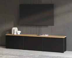OTTO home Lowboard »Modo, Breite 200 cm, moderne grifflose TV-Kommode 3 Klappen« TV-Kommode mit viel Stauraum, TV-Bank