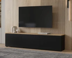 OTTO home Lowboard »Modo, Breite 200 cm, moderne grifflose TV-Kommode 3 Klappen« TV-Kommode mit viel Stauraum, TV-Bank