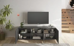 OTTO home Lowboard »Snake, TV-Möbel, TV-Schrank, Media-Board, Breite 181 cm, viel Stauraum« mit Siebdruck-Front, 3 Türen, bodenstehend, stilvoll & funktional