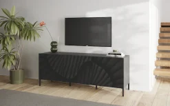 OTTO home Lowboard »Snake, TV-Möbel, TV-Schrank, Media-Board, Breite 181 cm, viel Stauraum« mit Siebdruck-Front, 3 Türen, bodenstehend, stilvoll & funktional
