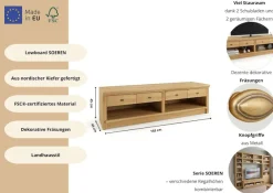 OTTO home Lowboard »Soeren TV-Kommode« B/T/H: 158/45/45 cm,aus massiver Kiefer, mit 2 Schubladen, FSC®-zertifiziert