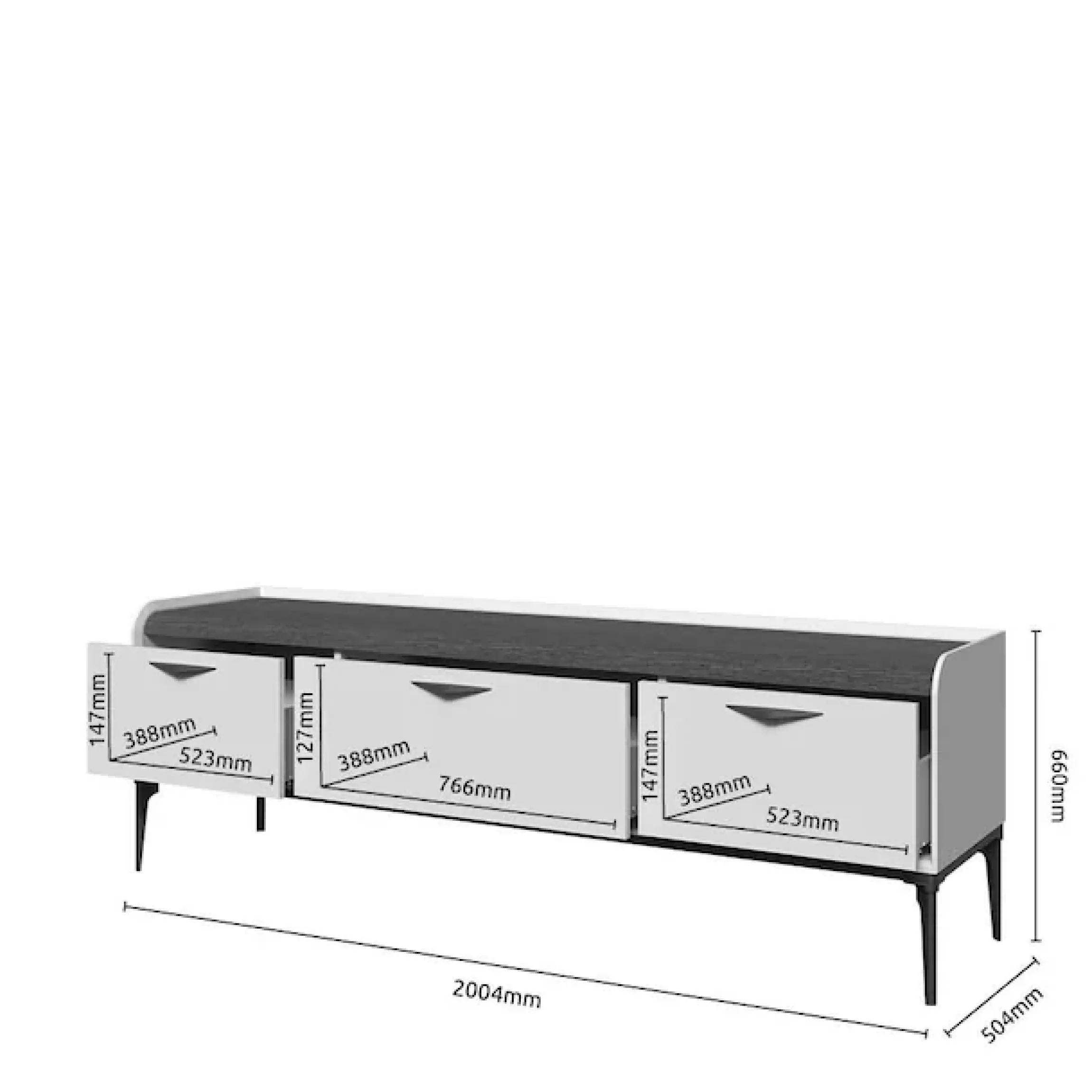 OTTO home Lowboard »Sofy TV-Lowboard, TV-Kommode, TV-Schrank, TV-Unterschrank, TV-Möbel« UV lackiert, Soft Close Funktion, Metallgestell in Anthrazit Dekor
