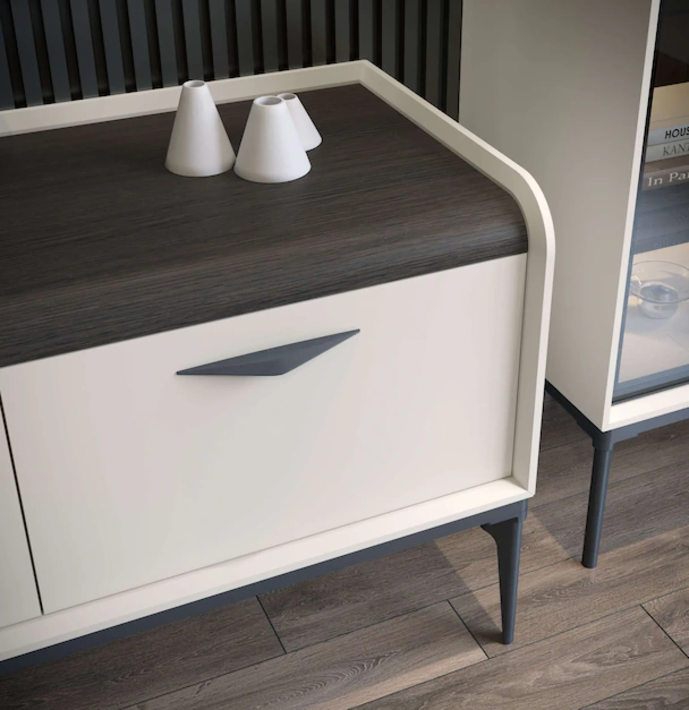OTTO home Lowboard »Sofy TV-Lowboard, TV-Kommode, TV-Schrank, TV-Unterschrank, TV-Möbel« UV lackiert, Soft Close Funktion, Metallgestell in Anthrazit Dekor